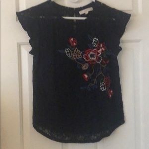 Loft embroidered lace top